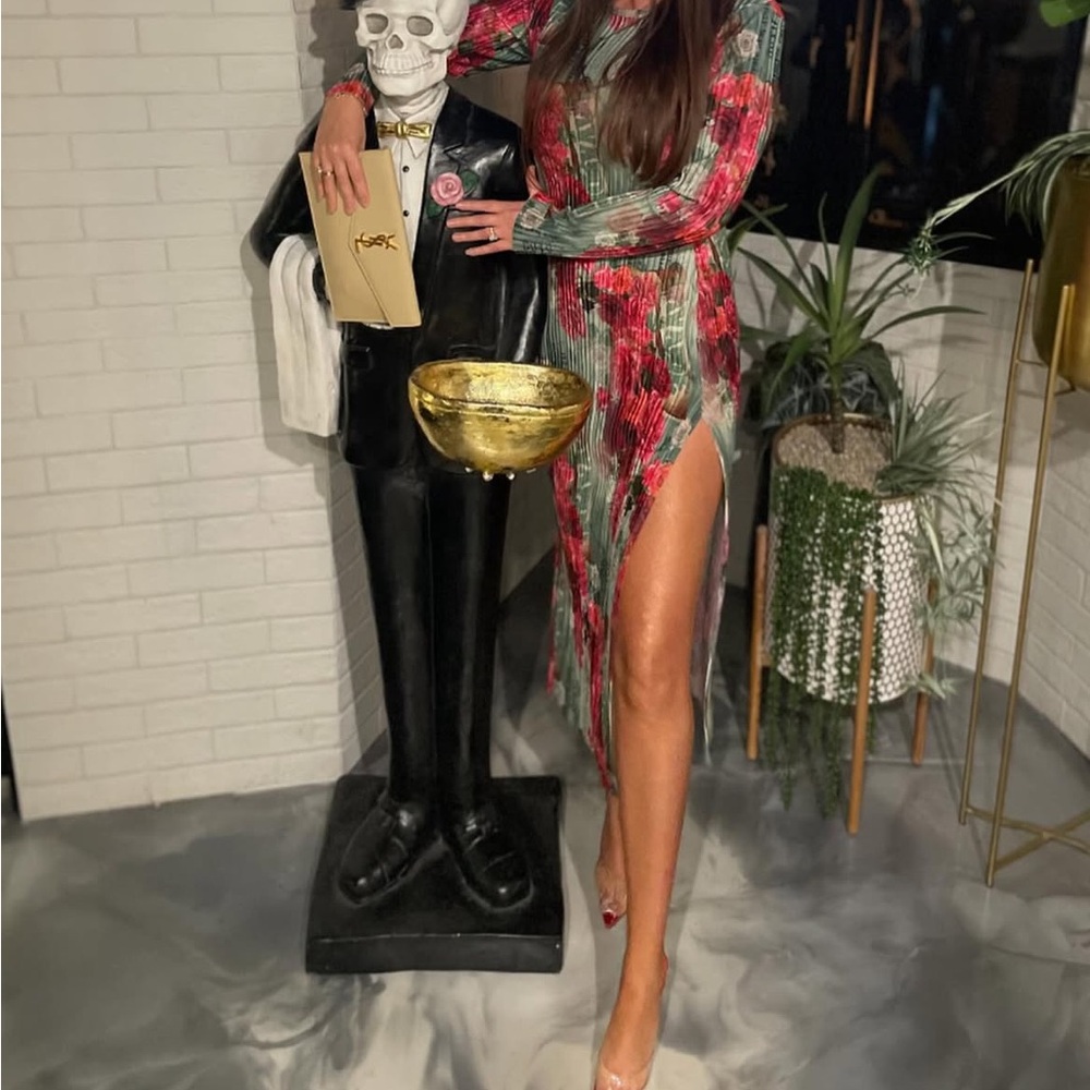 Floral Long Sleeve Dress with Side Slit